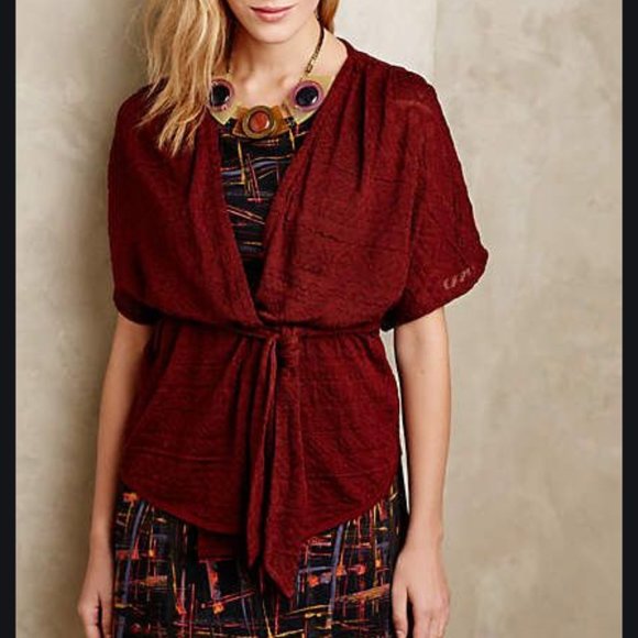 Anthropologie Sweaters - Anthropologie Moth Burgundy Pravin Cardigan M EUC